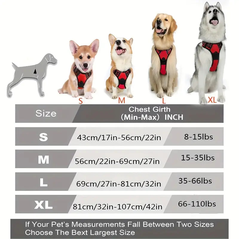 No Pull Dog Harness-Size XL-BLACK