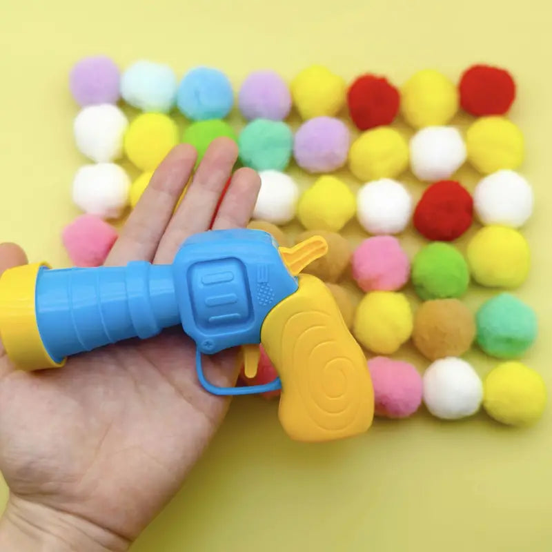 Interactive Cat Toy Gun with 20 Colourful Plush Balls