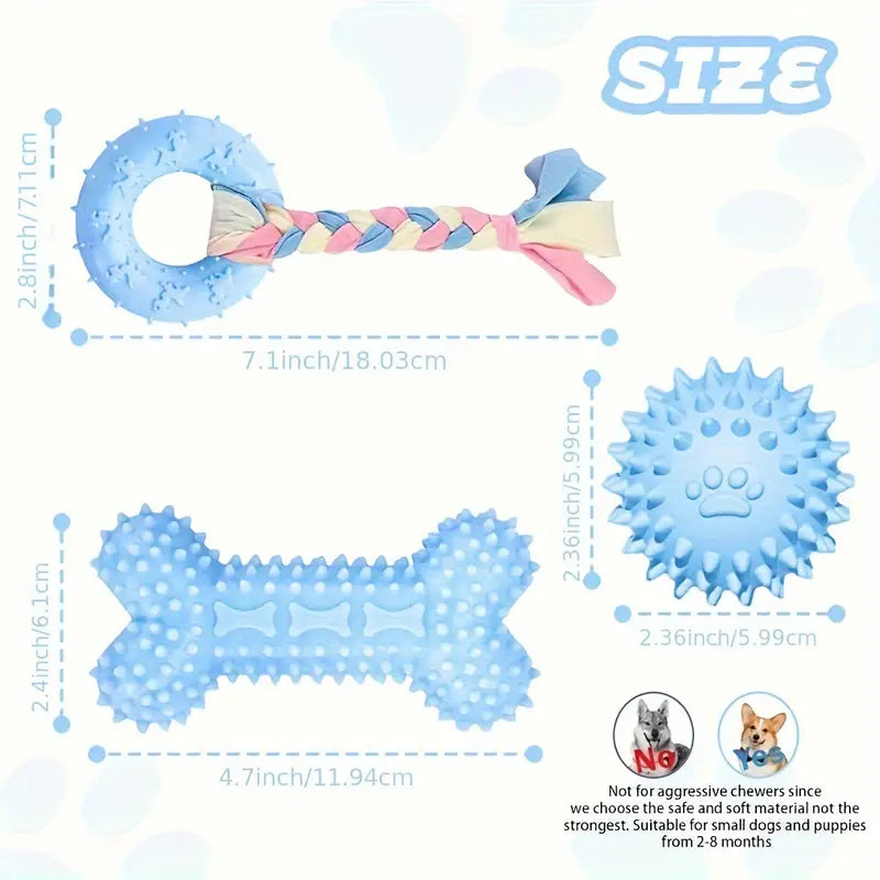 3pcs Soft Rubber Puppy Chew Toys for Teething