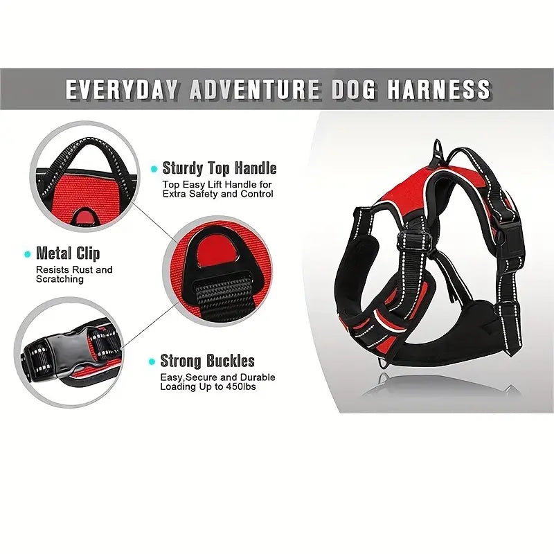 No Pull Dog Harness-Size XL-BLACK