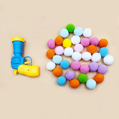 Interactive Cat Toy Gun with 20 Colourful Plush Balls