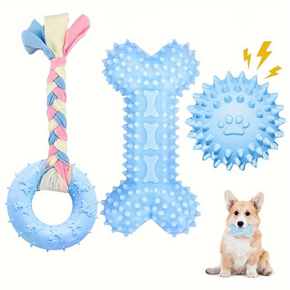 3pcs Soft Rubber Puppy Chew Toys for Teething